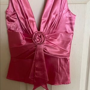 Cache Pink Satin Blouse with Rosette